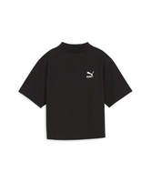 【SALE／50%OFF】PUMA ウィメンズ CLASSICS リブ リラックス モックネック 半袖 シャツ プーマ トップス カットソー・Tシャツ ブラック