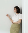 NATURAL BEAUTY BASIC ロゴ刺繍コンパクトTシャツ ナチュラルビューティベーシック トップス カットソー・Tシャツ ホワイト ブラック グリーン