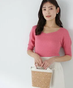 【SALE／30%OFF】NATURAL BEAUTY BASIC ベーシックリブニットシリーズ ダイヤモンドネック ナチュラルビューティベーシック トップス ニット ピンク ブラック ホワイト【送料無料】