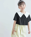 【SALE／50%OFF】ROPE' PICNIC KIDS 【KIDS】セーラーカラークロップドプルオーバー/接触冷感 ロペピクニック トップス カットソー・Tシャツ ブラック ホワイト