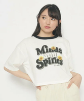 【SALE／40%OFF】PINK-latte ひまわりプリント リンガーTシャツ ピンク ラテ トップス カットソー・Tシャツ ブラック