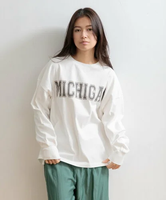 【SALE／60%OFF】AMERICAN RAG CIE MICHIGANロングスリーブTシャツ アメリカンラグシー トップス カットソー・Tシャツ ホワイト グリーン グレー