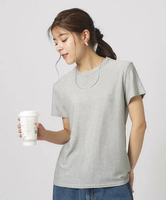 【SALE／30%OFF】SHOO・LA・RUE きらっとラメが大人の魅力 ラメクルーネックTシャツ シューラルー トップス カットソー・Tシャツ シルバー ゴールド ブラック グリーン