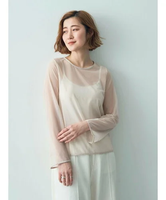 YECCA VECCA シアーチュールトップス イェッカヴェッカ トップス カットソー・Tシャツ ベージュ ブラック【送料無料】