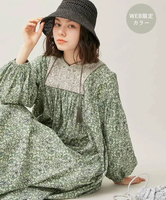 【SALE／60%OFF】ROPE' PICNIC R 【WEB限定カラー:グリーン】INDIAプリントワンピース/リンクコーデ ロペピクニック ワンピース・ドレス ワンピース グリーン ブルー イエロー