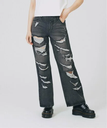 【SALE／30%OFF】X-girl RIPPED DENIM PANTS パンツ X-girl エックスガール パンツ ジーンズ・デニムパンツ ブラック ブルー【送料無料】