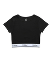 X-girl LOGO AND STRIPE CROPPED S/S TOP トップス X-girl エックスガール トップス カットソー・Tシャツ ブラック カーキ ホワイト【送料無料】