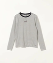 SHIPS any 【SHIPS any別注】PETIT BATEAU:＜洗濯機可能＞PARIS プリント ボーダー ロン TEE シップス トップス カットソー・Tシャツ ネイビー【送料無料】