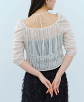 DRESSTERIOR CODE A｜sheer gather blouse ドレステリア トップス シャツ・ブラウス ホワイト ブラック【送料無料】