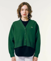 【SALE／40%OFF】LACOSTE クロップド丈 ミラノリブニットVネックカーディガン ラコステ トップス カーディガン グリーン ベージュ【送料無料】