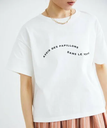 【SALE／30%OFF】le.coeur blanc ウエーブフロッキーロゴTシャツ ルクールブラン トップス カットソー・Tシャツ ホワイト ネイビー【送料無料】