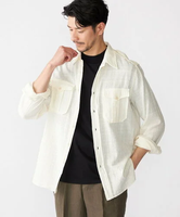 【SALE／40%OFF】SHIPS MEN 【SHIPS別注】G.ROVER: シアー チェック サファリシャツ シップス トップス シャツ・ブラウス ホワイト【送料無料】