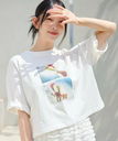 【SALE／40%OFF】mysty woman 【堀未央奈さん着用アイテム】【花盛友里さんコラボ】コラボアートフォトショートTシャツ ミスティウーマン トップス カットソー・Tシャツ