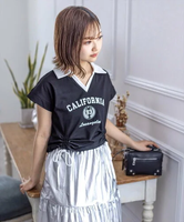 【SALE／47%OFF】clear フロントシャーリング配色襟カットソートップス≪2024SS新作≫ クリア トップス カットソー・Tシャツ ブラック ホワイト