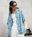 Schott HAWAIIAN SHIRT "GEOMETRIC TRIANGLE"/ハワイアンシャツ "ジオメトリック トライアングル ショット トップス シャツ・ブラウス ブルー グレー【送料無料】