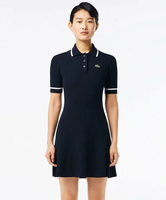 【SALE／40%OFF】LACOSTE シームレスビスコース ストレッチ 3Dニットポロドレス ラコステ ワンピース・ドレス シャツワンピース ネイビー【送料無料】