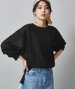 【SALE／40%OFF】UNTITLED 【CHIGNON】ストライプレースプルオーバー アンタイトル トップス カットソー・Tシャツ ブラック ホワイト【送料無料】