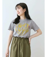 【SALE／70%OFF】Green Parks ・Double FlagsヴィンテージライクプリントT グリーンパークス トップス カットソー・Tシャツ グレー イエロー ネイビー