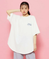 【SALE／37%OFF】PINK-latte 【バックポイントあり!】チュニックTシャツ ピンク ラテ トップス カットソー・Tシャツ ホワイト グレー ブルー