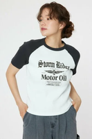 RODEO CROWNS WIDE BOWL Riderラグランリブ Tシャツ ロデオクラウンズワイドボウル トップス カットソー・Tシャツ ホワイト ブルー【送料無料】