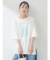 【SALE／20%OFF】earth music&ecology L'odeur ルーズT アースミュージック&エコロジー トップス カットソー・Tシャツ ホワイト グレー ブルー