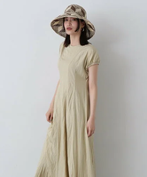 【SALE／10%OFF】N. Natural Beauty Basic パネル切替パフワンピース《S Size Line》 エヌ ナチュラルビューティーベーシック* ワンピース・ドレス ワンピース ベージュ ブラック パープル【送料無料】