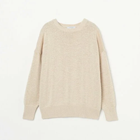 【SALE／40%OFF】HELIOPOLE TAPE YARN CREW NECK エリオポール トップス ニット ベージュ ネイビー【送料無料】