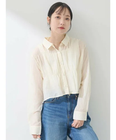 【SALE／30%OFF】earth music&ecology シャーリングシャツ アースミュージック&エコロジー トップス シャツ・ブラウス ホワイト グレー ピンク