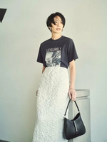 【SALE／50%OFF】Mila Owen シャーリングファブリックストレートスカート ミラオーウェン スカート ロング・マキシスカート ホワイト ブラック【送料無料】
