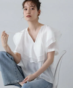 【SALE／10%OFF】N. Natural Beauty Basic スキッパーフリルブラウス エヌ ナチュラルビューティーベーシック* トップス シャツ・ブラウス ホワイト グレー グリーン【送料無料】