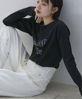 【SALE／30%OFF】La Totalite ベロアロゴロンT ラ トータリテ トップス カットソー・Tシャツ ブラック ホワイト ベージュ【送料無料】