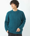 【SALE／70%OFF】UNITED ARROWS green label relaxing ウール ポリエステル アラン クルーネック ニット -ウォッシャブル- ユナイテッドアローズ アウトレット トップス ニット ブルー グレー イエロー