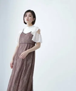 【SALE／55%OFF】NATURAL BEAUTY BASIC レーストリミングキャミワンピース ナチュラルビューティベーシック ワンピース・ドレス ワンピース ブラウン ブルー【送料無料】