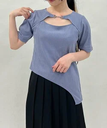 axes femme 前後2WAYイレヘムトップス アクシーズファム トップス カットソー・Tシャツ パープル ホワイト ブラック