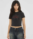 GUESS (W)GUESS Originals Star Baby Tee ゲス トップス カットソー・Tシャツ ブラック ホワイト【送料無料】