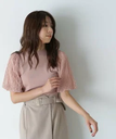 【SALE／50%OFF】NATURAL BEAUTY BASIC ドットチュールスリーブニット ナチュラルビューティベーシック トップス ニット ピンク ブラック グレー