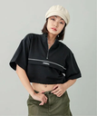 X-girl AWSTRING CROPPED ANORAK TOP X-girl エックスガール トップス スウェット・トレーナー ブラック ホワイト【送料無料】