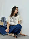 【SALE／60%OFF】Samansa Mos2 blue 【接触冷感】ロゴプリントTシャツ サマンサモスモス トップス カットソー・Tシャツ ホワイト ブルー ブラウン グレー