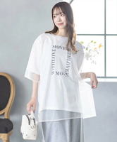 【SALE／53%OFF】clear 【トレンド】チュールレイヤード半袖ロゴTシャツ クリア トップス カットソー・Tシャツ ホワイト グレー