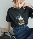 【SALE／31%OFF】ROPE' PICNIC MICKEY MOUSE/プリントTシャツ ロペピクニック トップス カットソー・Tシャツ ブラック ホワイト