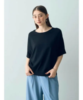 【SALE／40%OFF】YECCA VECCA 5分袖ボートネックニット イェッカヴェッカ トップス ニット ブラック ベージュ グリーン【送料無料】