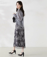 【SALE／50%OFF】PROPORTION BODY DRESSING チュール配色レースナロースカート24AW プロポーションボディドレッシング スカート その他のスカート グレー【送料無料】