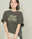 【SALE／31%OFF】ROPE' PICNIC R オーバーサイズピグメントロゴプリントTシャツ ロペピクニック トップス カットソー・Tシャツ グレー ホワイト