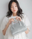 【SALE／50%OFF】LOWRYS FARM エンボスボストンBAG ローリーズファーム バッグ ハンドバッグ シルバー ブラック イエロー グリーン