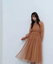 NATURAL BEAUTY BASIC ドットチュールボリュームワンピース 24AW ナチュラルビューティベーシック ワンピース・ドレス ワンピース ブラック【送料無料】