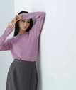 NATURAL BEAUTY BASIC ミニケーブルニットシリーズ クルーネックプルオーバー 24AW ナチュラルビューティベーシック トップス ニット ピンク ホワイト ネイビー グリーン【送料無料】