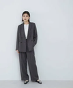 NATURAL BEAUTY BASIC シャークスキン SETUP ワイドパンツ 24AW ナチュラルビューティベーシック パンツ その他のパンツ グレー ブラウン【送料無料】