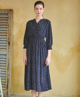 【SALE／40%OFF】DRESSTERIOR 【洗える/ウエストゴム】ウエストシャーリングドットワンピース ドレステリア ワンピース・ドレス その他のワンピース・ドレス ブラック【送料無料】