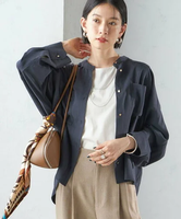 SHIPS WOMEN 〈手洗い可能〉バンドカラー ショート 羽織り シャツ 24AW シップス トップス シャツ・ブラウス ネイビー カーキ イエロー【送料無料】