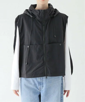 JOINT WORKS ANGLAN / アングラン Nylon Hidden Hood Crop Vest ジョイントワークス ジャケット・アウター その他のジャケット・アウター ブラック グレー【送料無料】